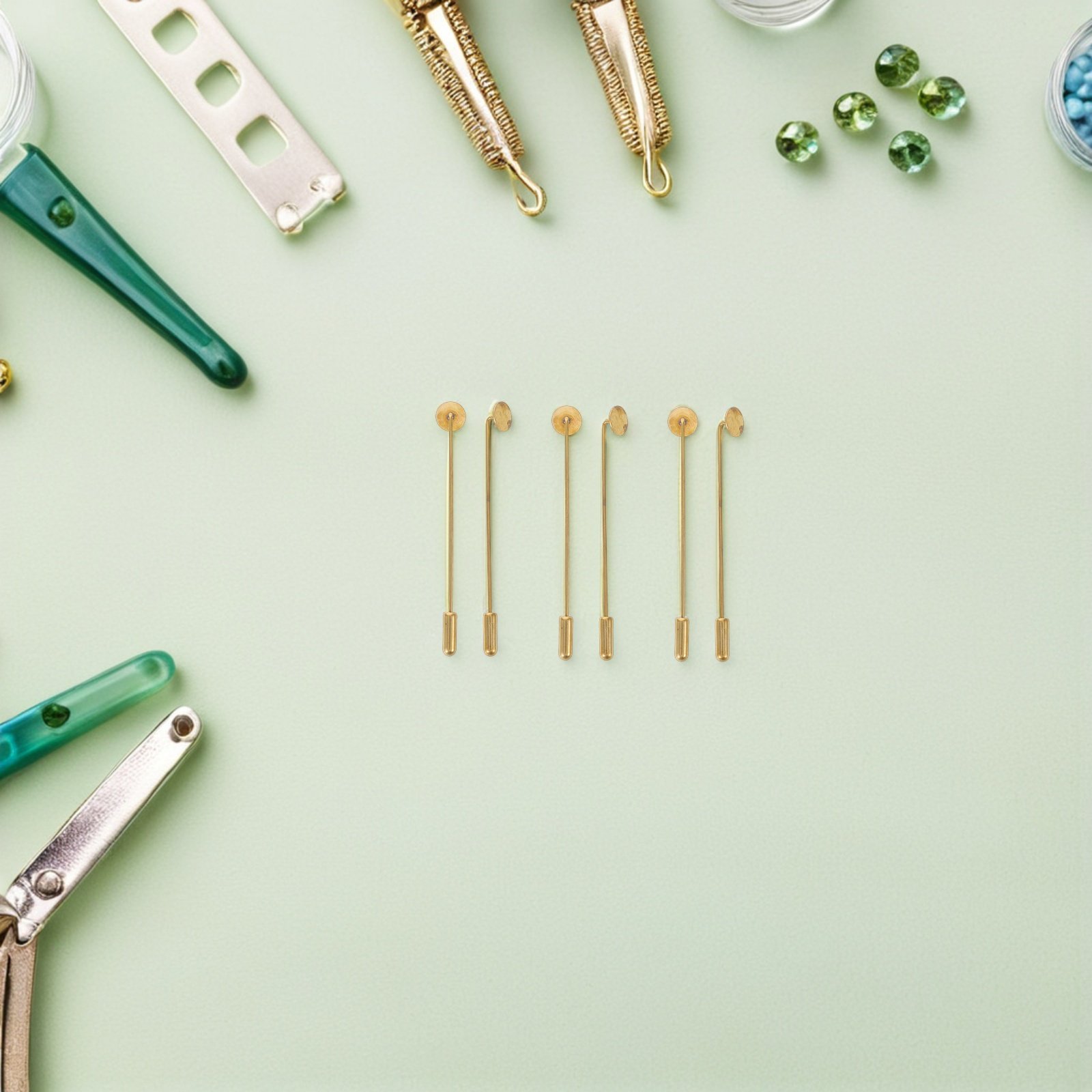 Jewelry Making Tray - 50Sets Copper Flat Round Tray Lapel