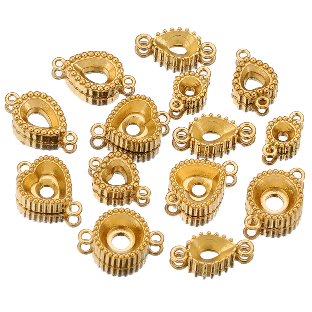 Jewelry Making Tray - 10pcs Stainless Steel Double Hole Round