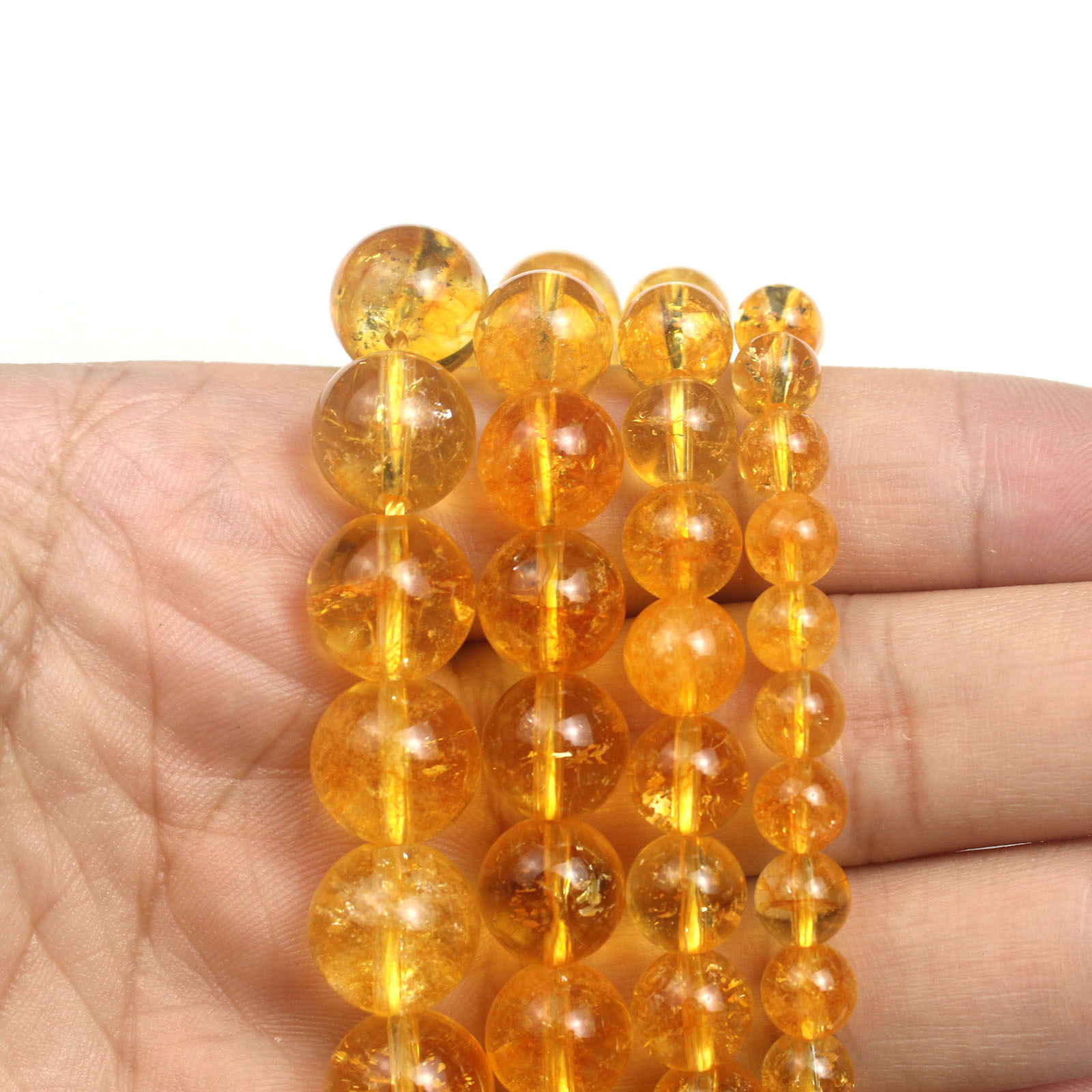 Jewelry Making Beginners - Citrine Loose Beads, Crackle Crystal Round