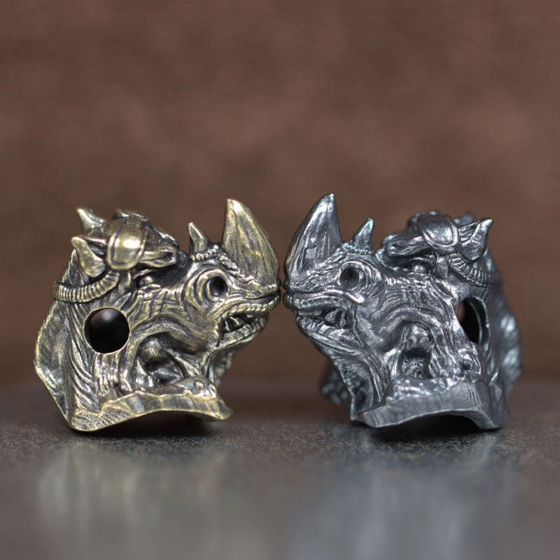 Jewelry Making Hand Tools - Rhinoceros Head Brass Knife Beads EDC