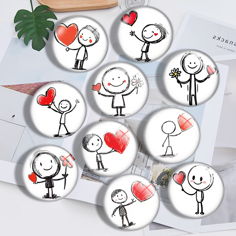 Jewelry Making Drawing - Pencil-Drawing Heart 10pcs 12mm14mm/16mm/18mm/20mm/25mm Round Photo
