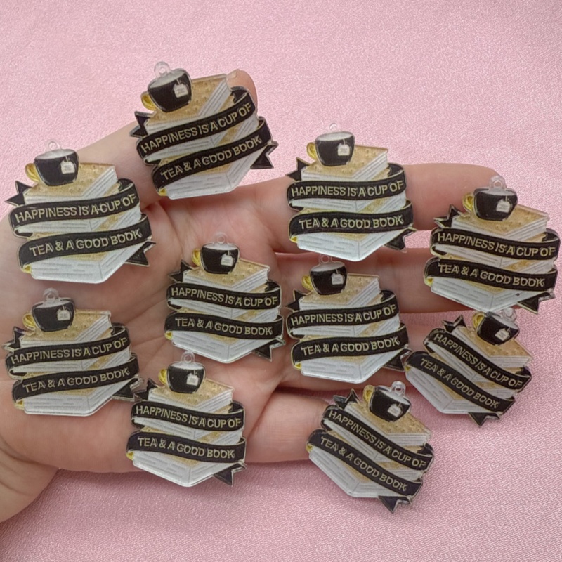 Jewelry Making Quotes - 10pcs acrylic book coffee quote pendant.
