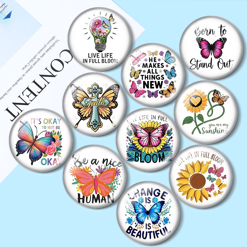 Jewelry Making Quotes - Butterfly Quotes 12/18/20/25mm glass cabochon bracelet