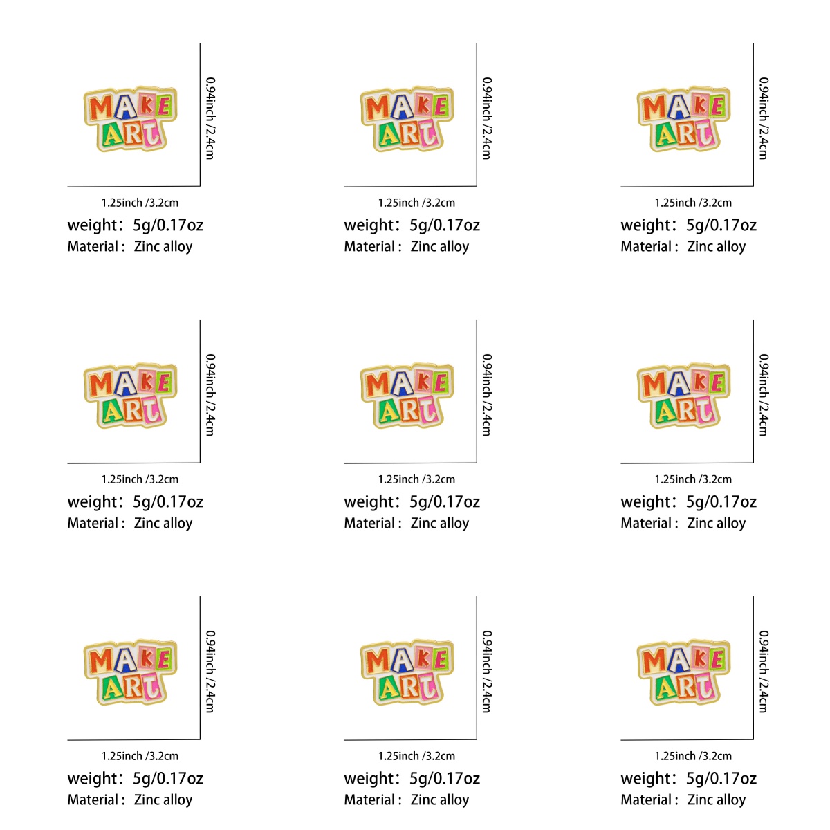 9pcs MAKE ART Enamel Pin Set C - Jewelry Making Quotes review and price