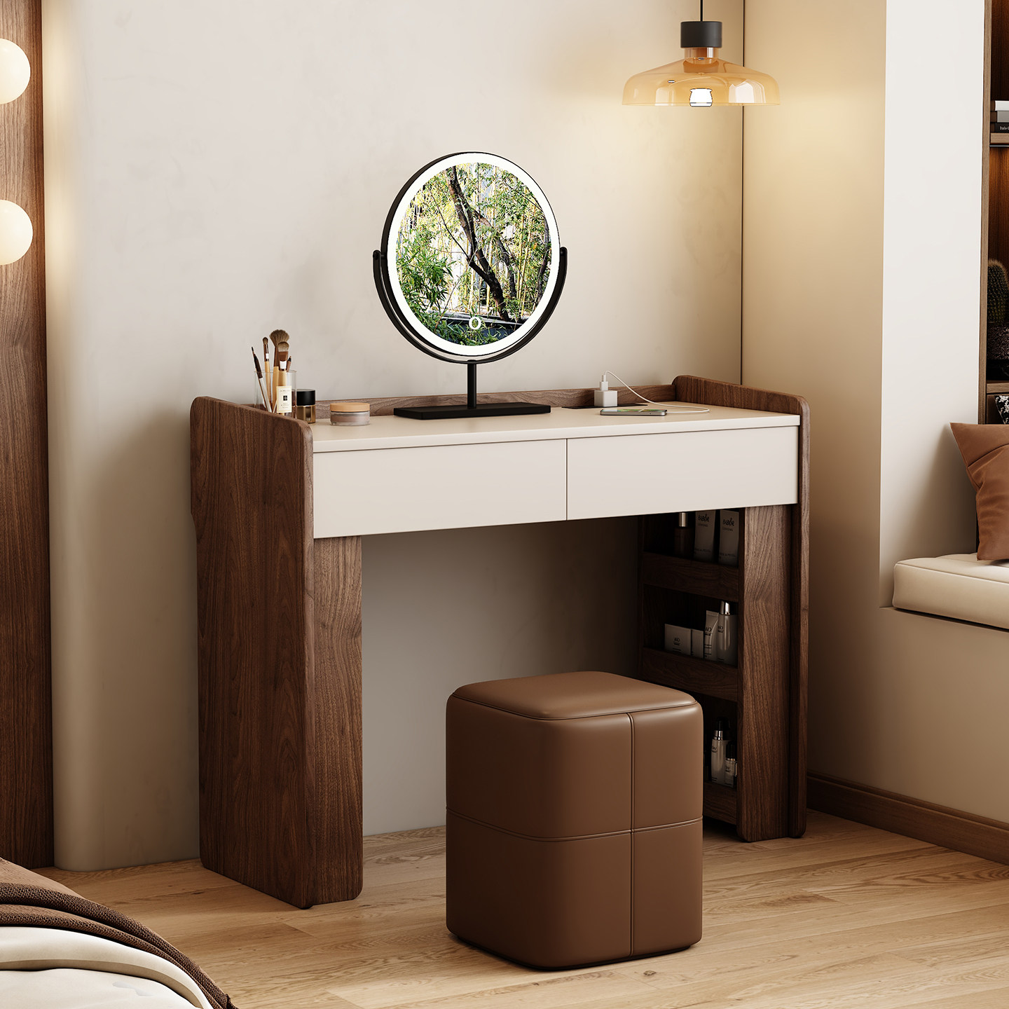 Walnut Fabric Dressing Table J - Jewelry Making Table review and price