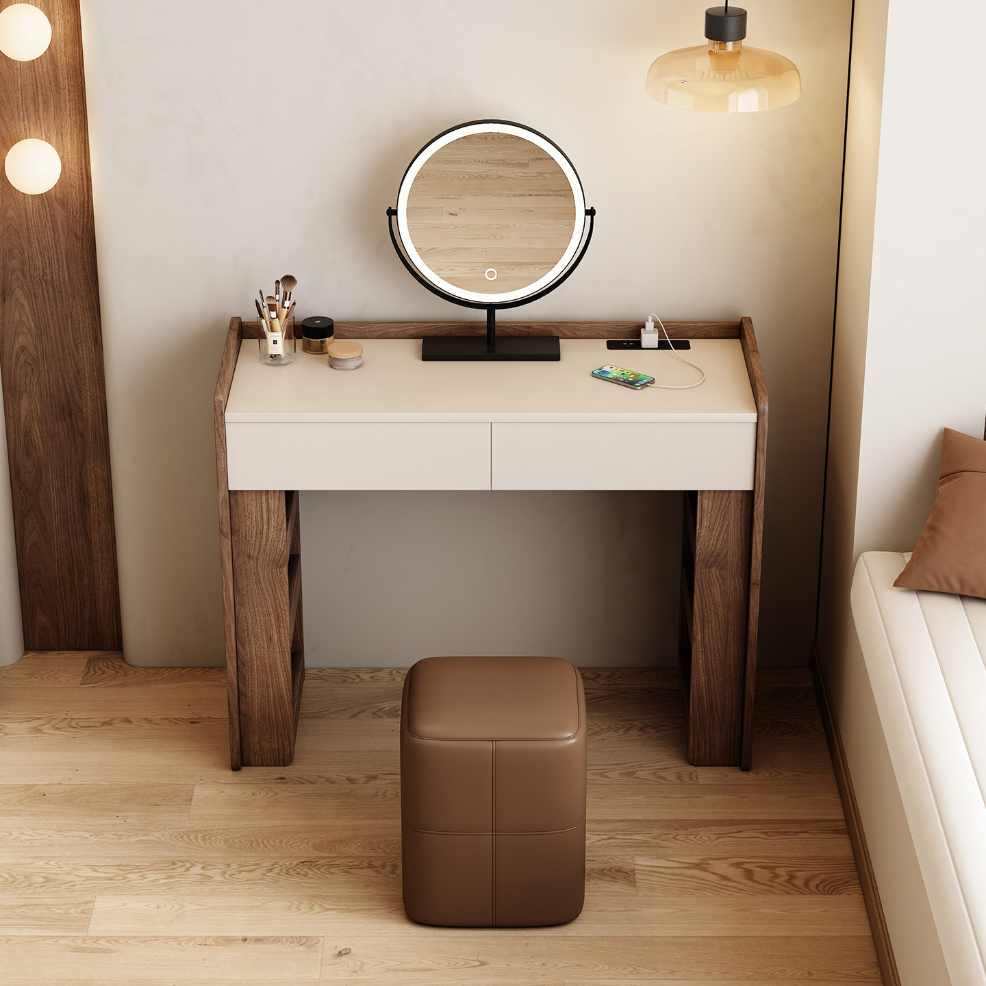Walnut Fabric Dressing Table J - Jewelry Making Table review and price