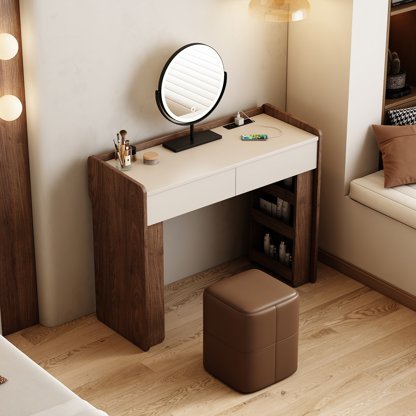 Walnut Fabric Dressing Table J - Jewelry Making Table review and price