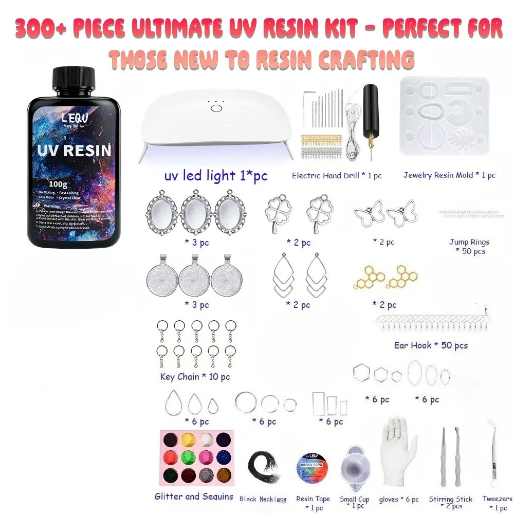 300Pcs UV Resin Kit 100g Clear - Jewelry Making Uv Resin Kit review and price