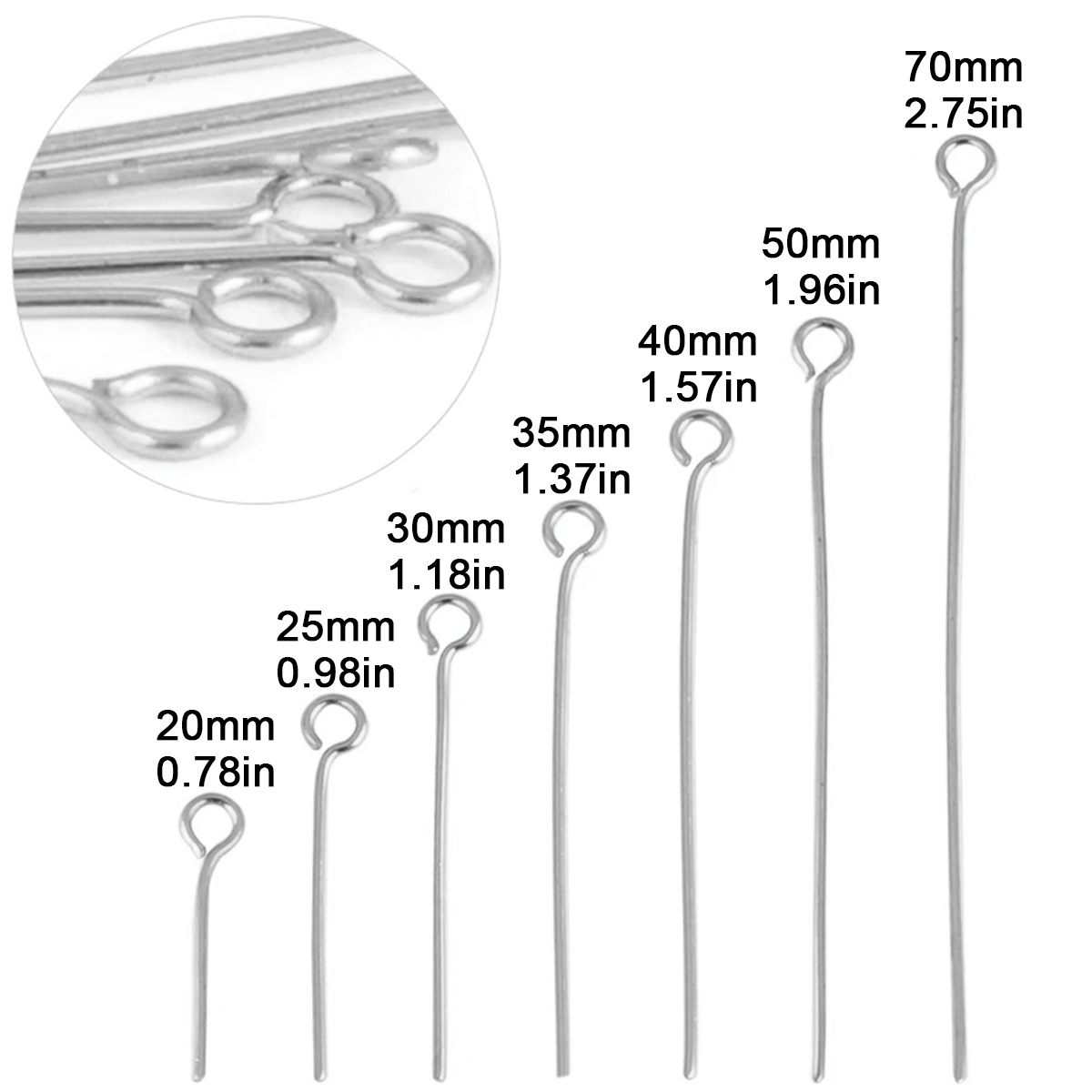 100Pcs/Lot Stainless Steel Eye - Jewelry Making Head Pins review and price